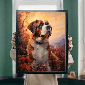 St. Bernard dog artwork, Digital download, printable wall art, saint bernard gifts, printable art, st bernard poster, dog art print
