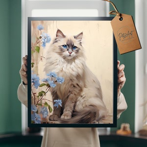 Art mural chat Ragdoll, téléchargement numérique, art mural imprimable, cadeaux Ragdoll, art imprimable, affiche Ragdoll, impression d'art chat, oeuvre d'art ragdoll,