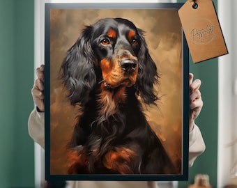 Gordon setter dog artwork, Digital download, printable wall art, Gordon setter gifts, printable art, Black and tan poster, dog art print