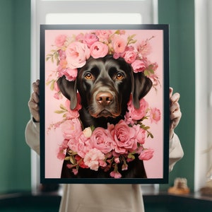Labrador retriever in flowers I Digital download I printable wall art I Labrador gifts I printable art I lab poster I dog art print
