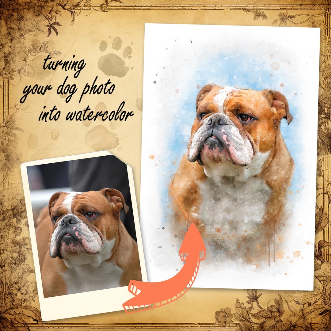Personalized Watercolor Dog Portrait From Photo, Dog Memorial Gift Dog ...
