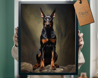 Dobermann artwork, Digital download, printable wall art, Doberman Pinscher gifts, printable art, Doberman poster, dog art print, Dobie art