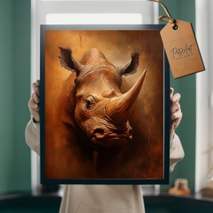 Nashorn Kunstwerk Digitaler Download druckbare Wandkunst Wildtiere Geschenke, Nashorn Poster, weißes Nashorn Kunstdruck, Wildtierdekor, Afrika-Liebhaber Kunst