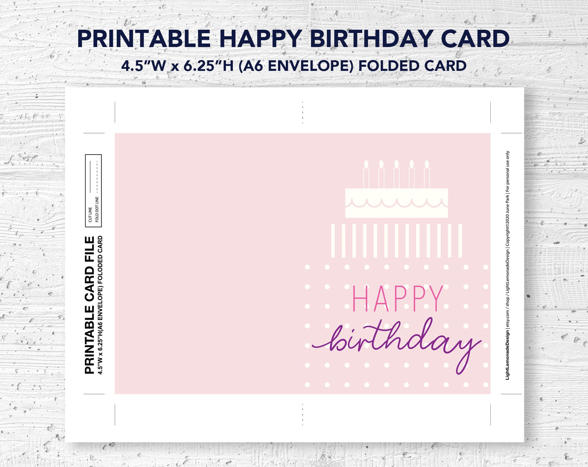 Printable Birthday Card Folded Birthday Card Birthday Etsy
