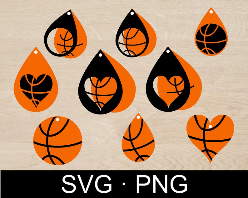 Bundle of 9 Basketball Earring SVG and PNG for Faux leather | Etsy