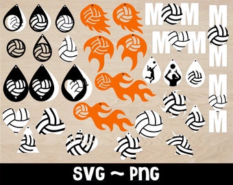 Volleyball Earring SVG Bundle, Faux Leather, Stickers (Digital Download)