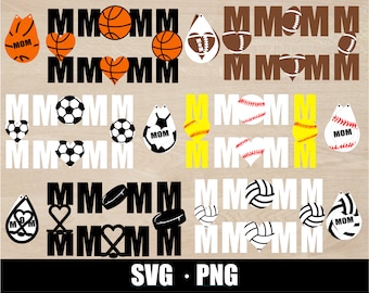 Sport Mom SVG PNG Bundle, Ohrring Shirt Abziehbild Vorlage (digitaler Download)