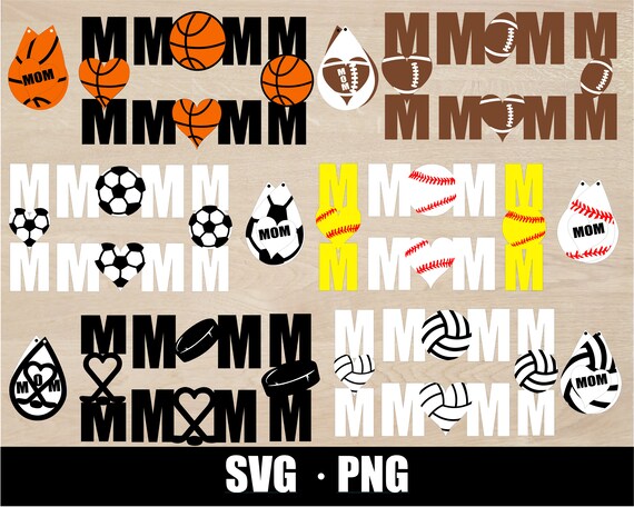 Sports Mom SVG PNG Bundle, Earring Shirt Decal Template (Digital Download)