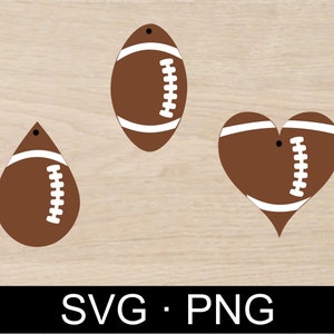 Bundle of 3 Football Earrings and Necklace SVG and PNG for Faux leather earrings,  Shirt,  Stickers, Decals, Sports