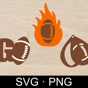 Bundle of 3 Football Earrings and Necklace SVG and PNG for Faux leather earrings,  Shirt,  Stickers, Decals, Sports