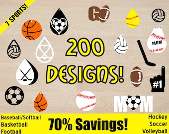 200+ Sports Earring SVG PNG, Faux Leather Templates (Digital Download)