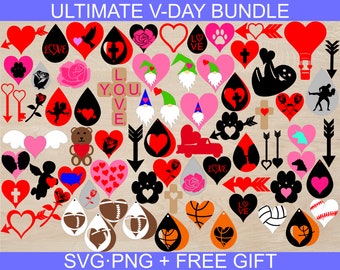 Paquete SVG de pendientes de San Valentín, piel sintética y diseños de pegatinas (descarga digital)