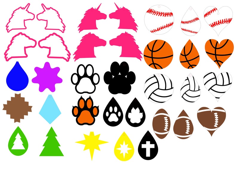 Download Earring SVG Bundle for Faux leather earrings Sports Horses ...