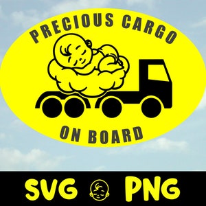 Plik Precious Cargo On Board, PNG SVG, projekt naklejki samochodowej, do użycia z owalnym tłem lub bez