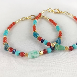 Pearl bracelet WASHAKIE gold ladies | Semi-precious stone bracelet turquoise carnelian | Gemstone | Semi-precious stone orange turquoise | IbizaSchmuck