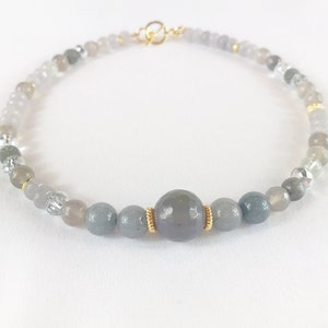 Boho-style pearl necklace gold | Necklace women with real jade & agate | Ibiza jewelry