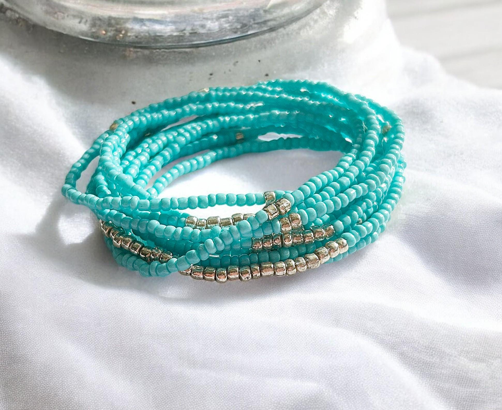 Bracelet De Cheville Bohème Turquoise - Perles Et Fleurs Résine - Réglable été Plage - Bijou Femme Décontracté