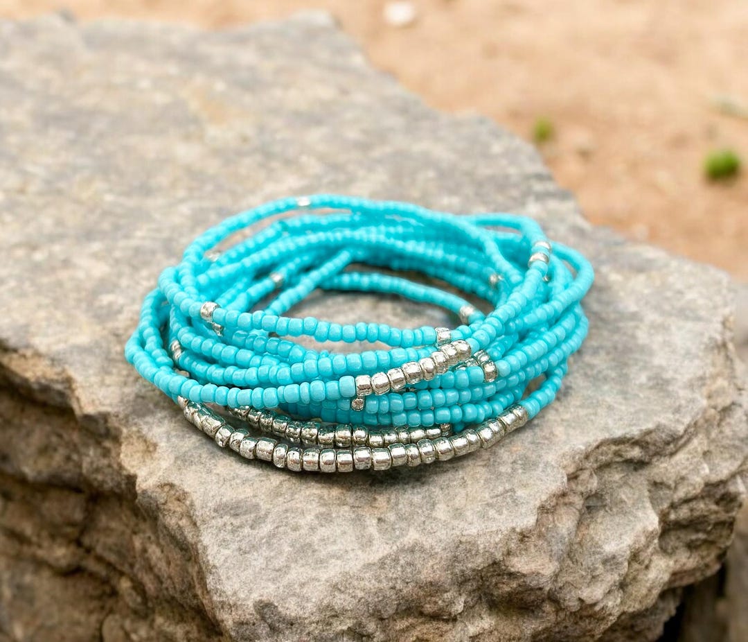 Handcess Bracelet De Cheville Bohème Argenté Turquoise à Paillettes - Bijou Élégant Pour Femmes Et Filles
