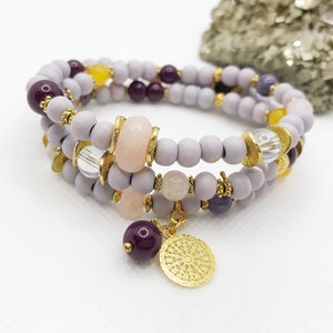 Boho style wrap bracelet | pearl bracelet for women | with jade & mandala | with gemstones | multi-row bracelet with pendants | IbizaSchmuck