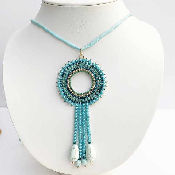 Collana Bohémien Fashband Con Perle Dorate E Turchese – Regolabile, Gioiello Estivo Da Spiaggia