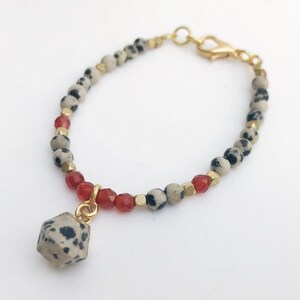 Pearl bracelet gold women | Boho style | Jasper carnelian semi-precious stone bracelet