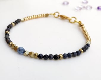 delicate gemstone bracelet pearl bracelet genuine sapphire gold-plated semi-precious stone bracelet