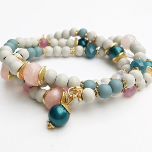 Boho style wrap bracelet | Pearl bracelet for women with jade & jade nuggets | with gemstones | multi-row bracelet with pendants | IbizaSchmuck