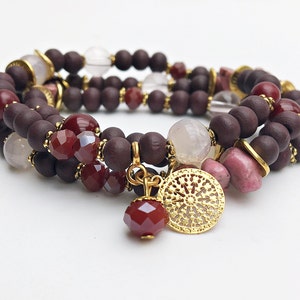 Boho style wrap bracelet | pearl bracelet for women | with jade & mandala | with gemstones | multi-row bracelet with pendants | IbizaSchmuck