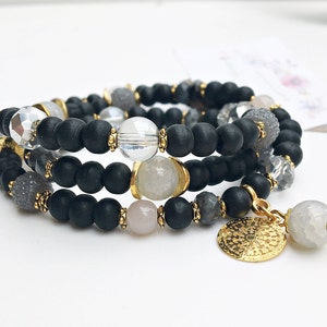 Boho style wrap bracelet | pearl bracelet for women | with jade & mandala | with gemstones | multi-row bracelet with pendants | IbizaSchmuck