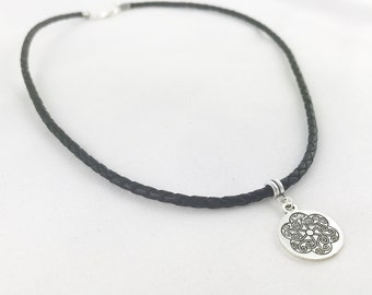 Men s necklace MANDALA leather necklace Boho style Men s necklace high quality leather necklace with pendant IbizaSchmuck