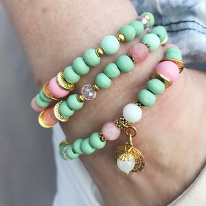 Boho style wrap bracelet | pearl bracelet for women | with jade & mandala | with gemstones | multi-row bracelet with pendants | IbizaSchmuck