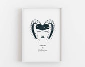Female CAPRICORN Zodiac Printable Art, Horoscope Print, Astrology Printable, Star Sign Download, Girl Zodiac Poster, Capricorn Woman Art