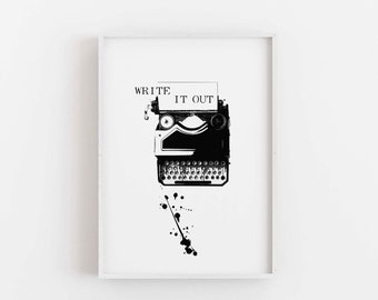 Vintage Typewriter Print, Original Black & White Printable Wall Art, Minimalist Typewriter Poster, Quote Art Print, Typography Wall Art