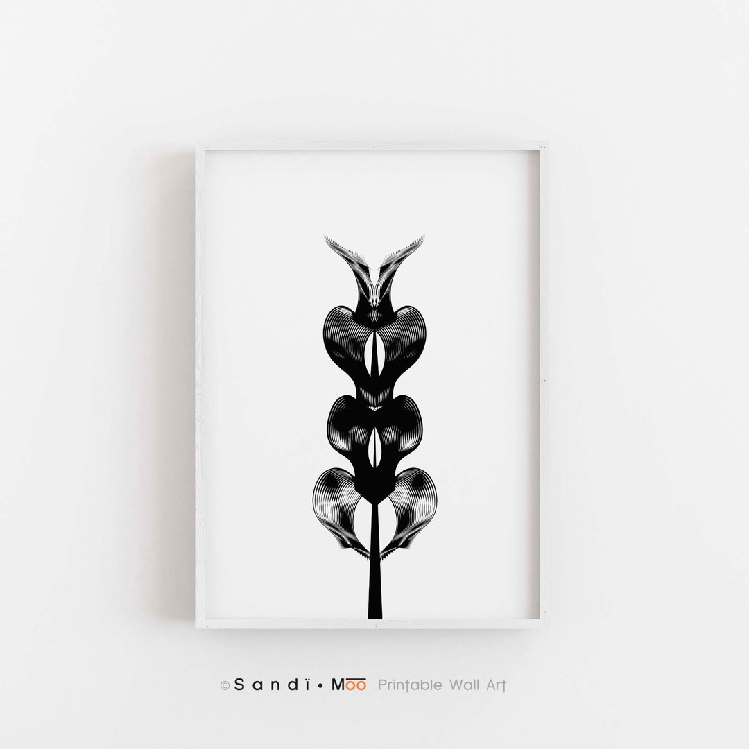 Abstract Printable Wall Art, Minimalist Abstract Decor, Black and White ...