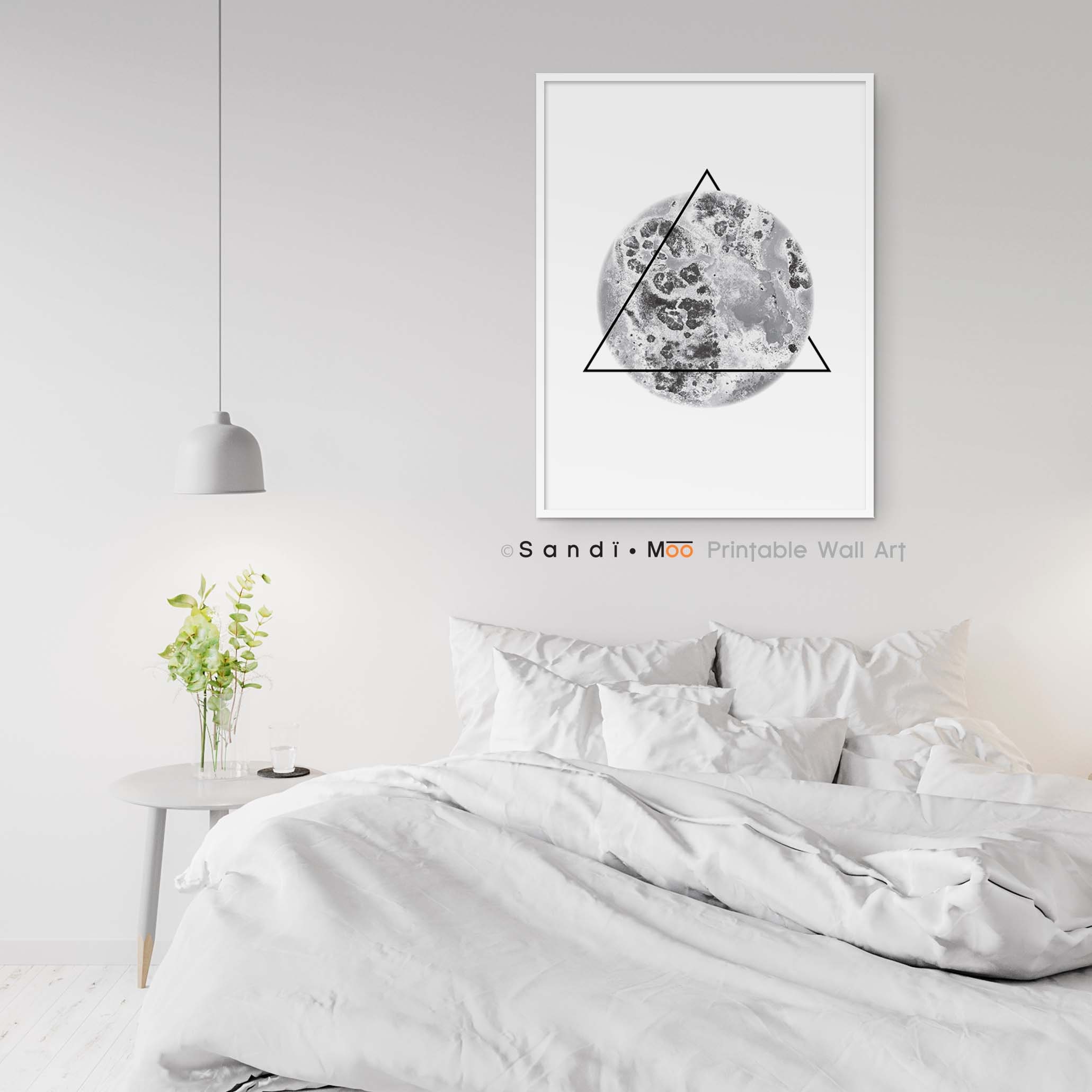Moon Print, Geometric Triangle Printable Wall Art, Celestial Art Poster ...