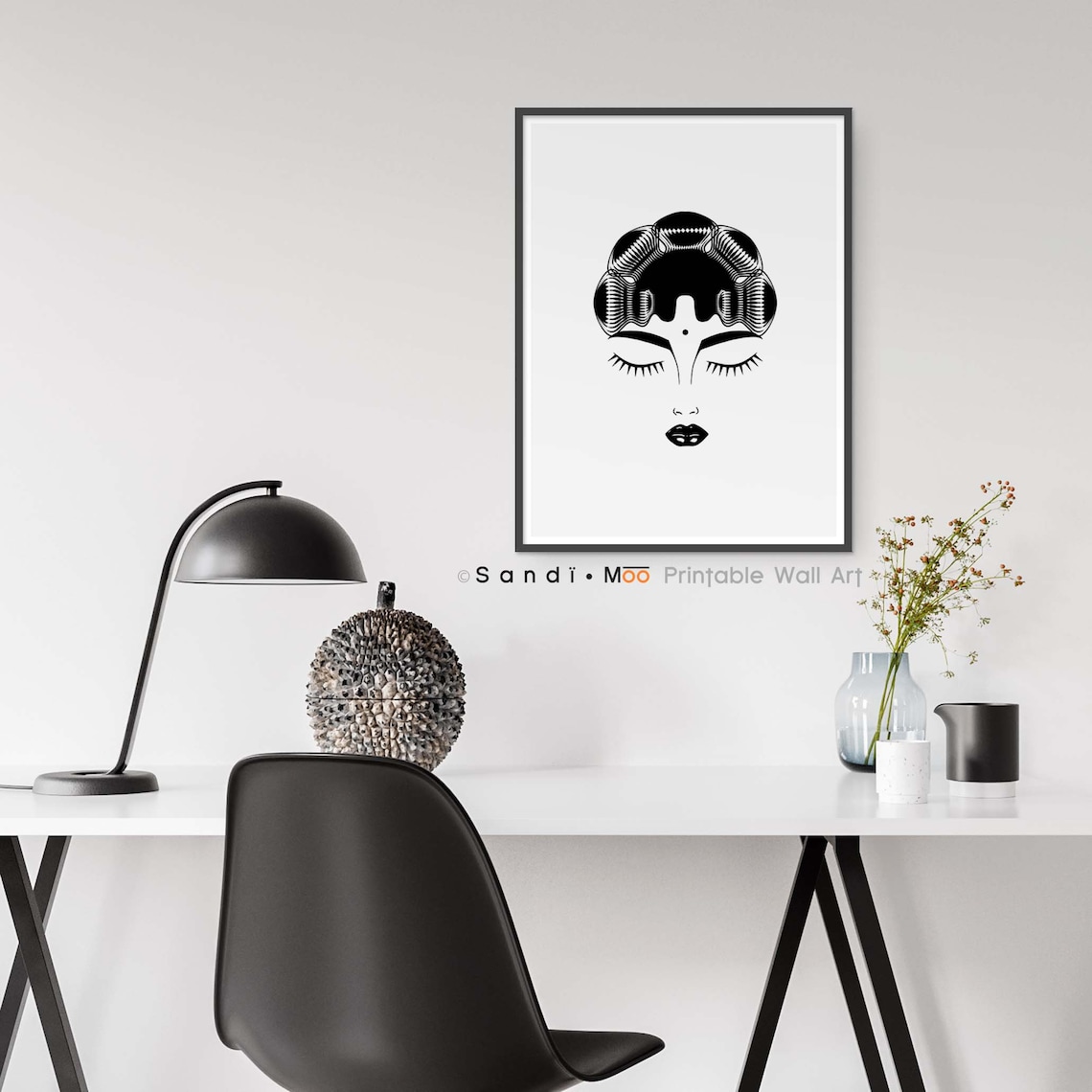 Female Black And White Printable Wall Art Modern Girl Print Etsy Polska