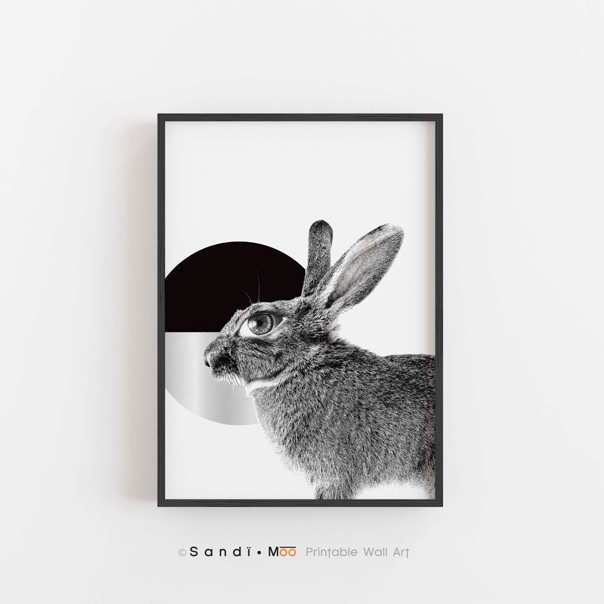 Rabbit Print, Bunny Printable Wall Art, Animal Poster, Rabbit Wall Art ...