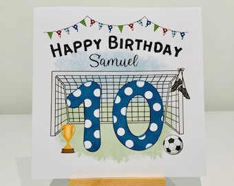 Boys 10th birthday card, personalised boy 10th birthday card, football, 10, ten