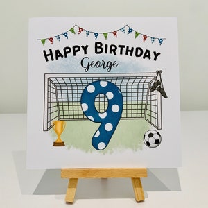 Boys 9th birthday card, personalised boy 9th birthday card, football, 9, nine