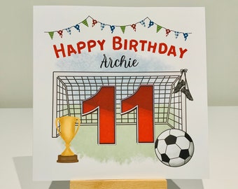 Boys 11th birthday card, personalised boy 11th birthday card, football, 11, eleven