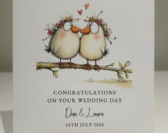 Wedding day card, congratulations, wedding card, personalised wedding card, cute wedding card