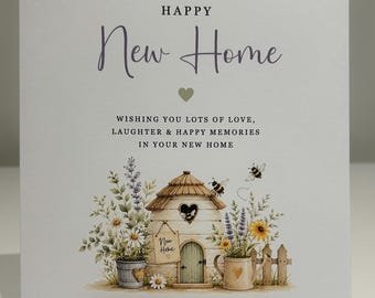 New home card, congratulations on your new home, congrats, moving house, happy new home, beehive