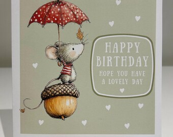 Mouse birthday card, cute birthday card, mouse, cute mouse birthday card, happy birthday