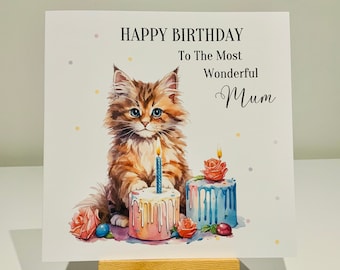 Happy Birthday Mum, mum birthday card, cat mum birthday card