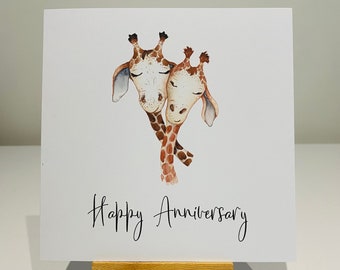 Anniversary card, wedding anniversary card, giraffe