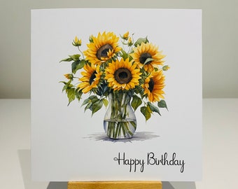 Birthday card, female birthday card, happy birthday, ladies birthday card, flowers, floral, sunflowers