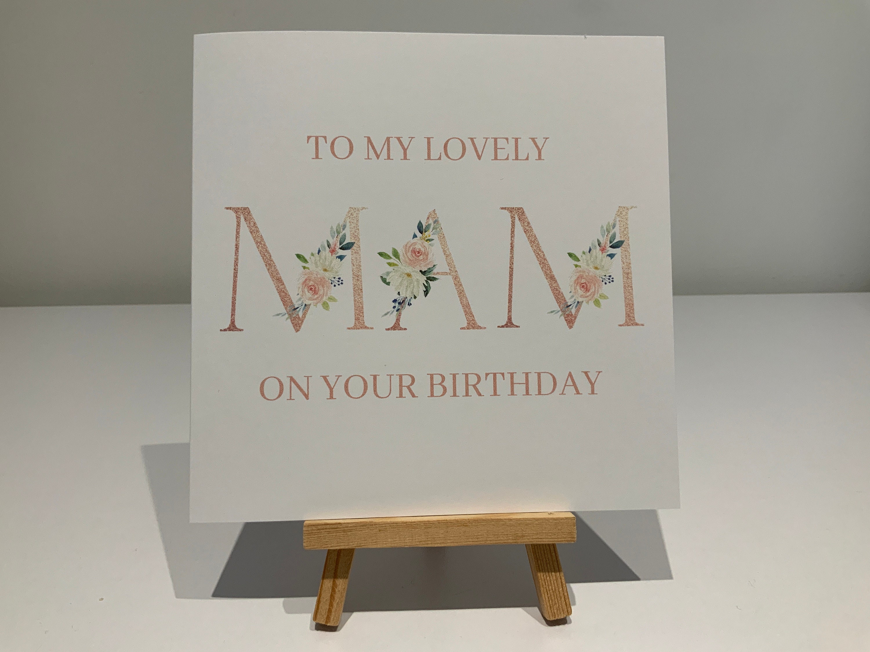 Happy Birthday Mam Mam Birthday Card Rose Gold Floral Etsy UK