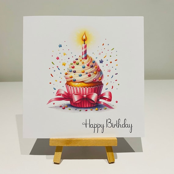 Birthday card, female birthday card, ladies birthday card, birthday cake, cupcake birthday card