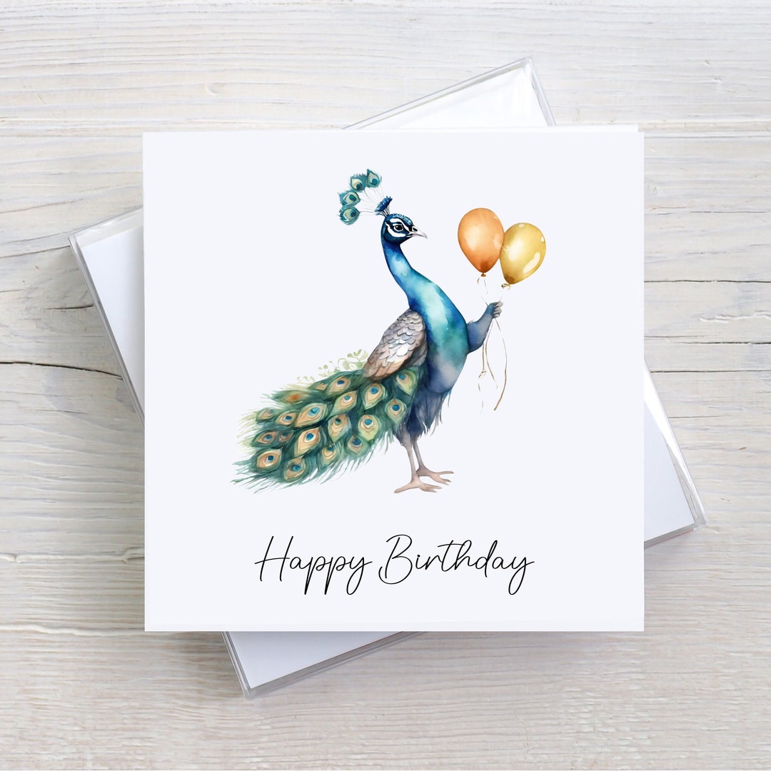 Cute Peacock Birthday Card, Happy Birthday, Birthday Card - Etsy