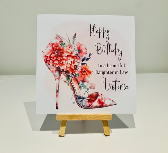 Geburtstagskarte Für Schwiegertochter – Graviert „Dear Daughter In Law“, Aluminium, 8,5 X 5,4 Cm, Mit Geschenkumschlag